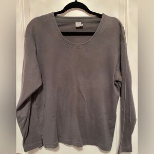 Peruvian Connection Knit Top Gray Scoop Neck Minimalist Casual Loungewear Large